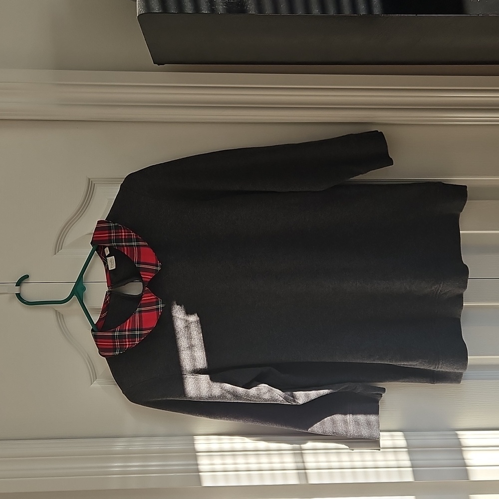 Twik Grey Plaid Collar 3/4 Sleeve shirt